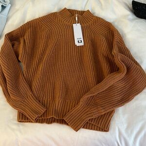 Burnt orange cable knit sweater